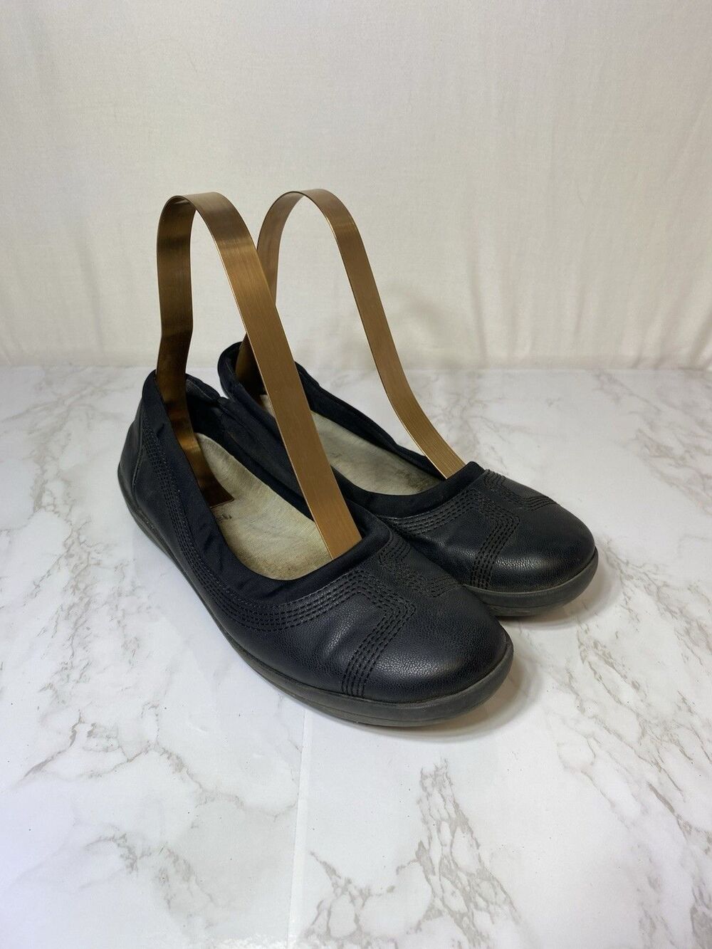 CLARKS Cloudsteppers Caddell Dash Black Wedge Slip On Shoes Women's US 9